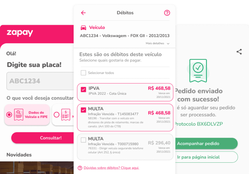 Imagem de uma caixa com um campo de entrada de texto com título 'Pesquisar Débitos'
